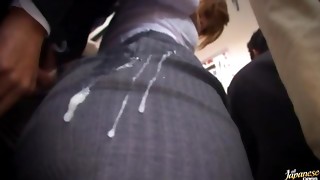 Asian, Bus, Close-up, Cumshot, Masturbation, Public Nudity