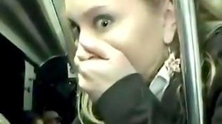 Blonde, Bus, Cumshot, Interracial, Pornstar, Public Nudity, Upskirt