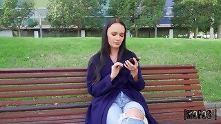 Amateur, Blowjob, Doggystyle, High Heels, Jeans, Natural, Outdoor, Petite, POV, Public Nudity, Russian, Small Tits, Socks, Tattoo