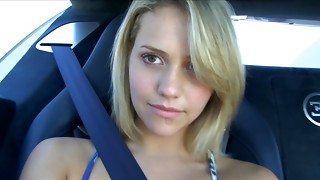 Amateur, Blonde, Car Sex, Couple, Masturbation, Natural, POV, Shaved, Teen