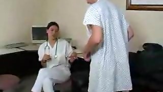 Brunette, CFNM, Doctor, Handjob, Uniform
