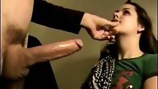 Sexy Amateur Brunette Sucks Her BF's Big Cock and Swallows Thick Jizz