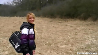 Blonde, Blowjob, CFNM, Cumshot, Facial, Outdoor, POV, Public Nudity, Slut, Teen