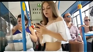 Babe, Blonde, Bus, Fetish, Public Nudity, Reality, Small Tits, Teen