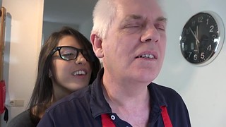 Big Ass, Blowjob, Brunette, Fucking, Glasses, Mature, Old and young, Small Tits, Student, Teen