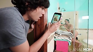 Anal, Bathroom, Big Ass, Big Boobs, Big Cock, Brunette, Double Penetration, Fucking, Handjob, Masturbation, MILF, POV, Shower, Stepmom